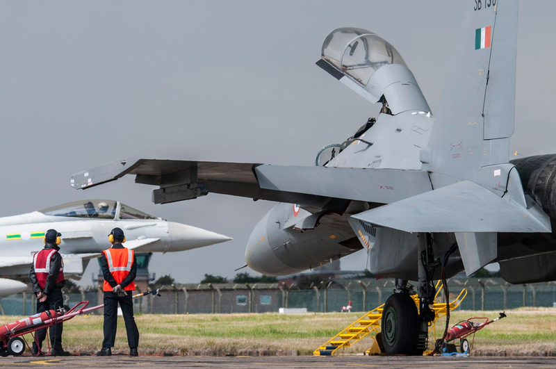 Illustration for article titled Photos: India's Su-30MKI Flankers Sparred With Royal Air Force Typhoons